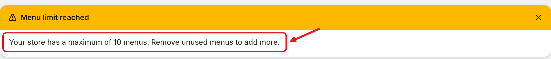 Menu limit reached