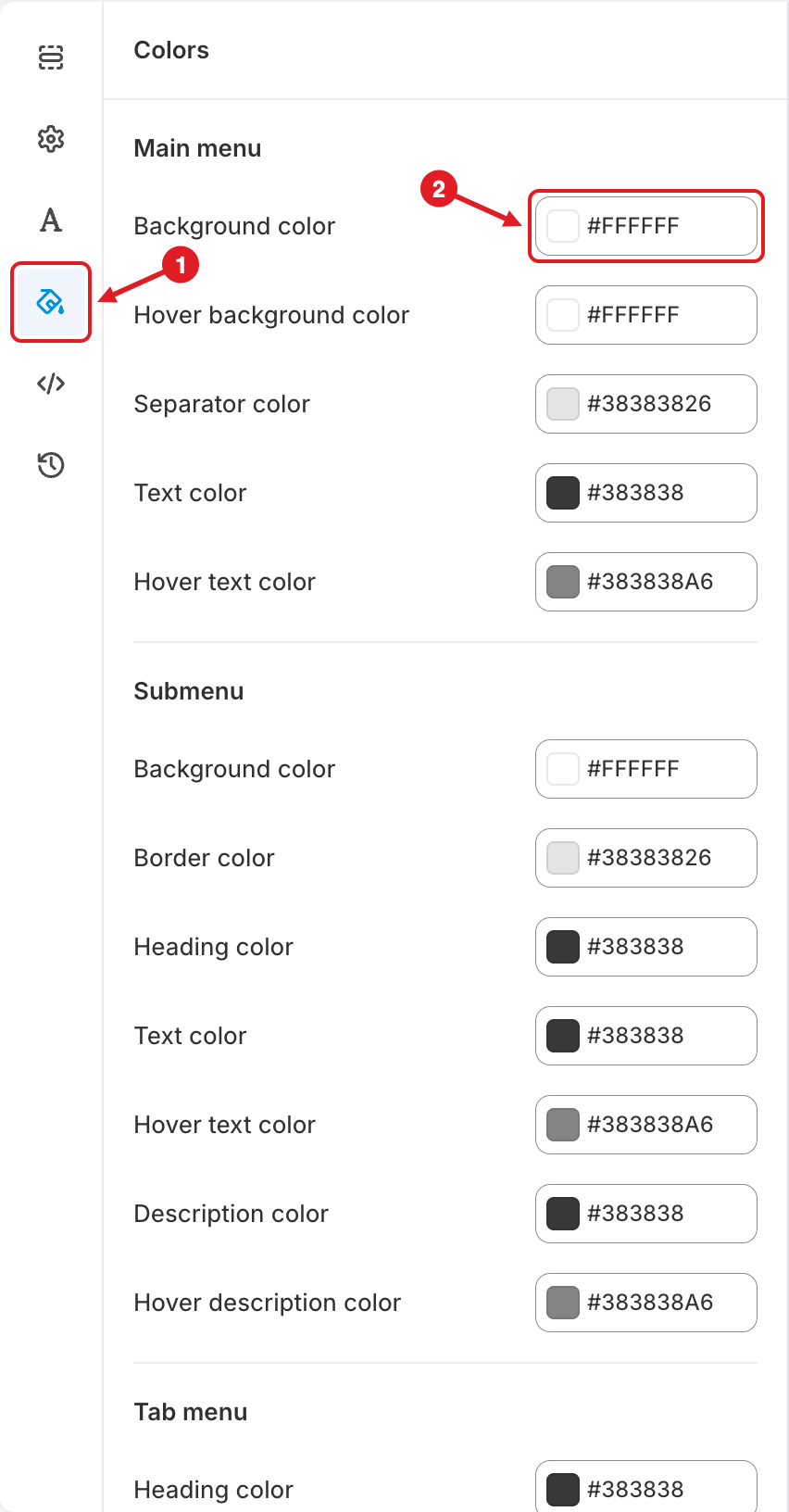 Color settings