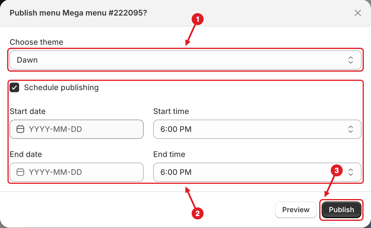 Schedule publishing