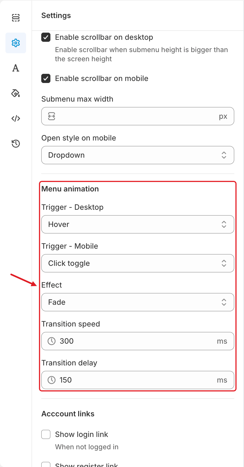 Submenu and Menu animation