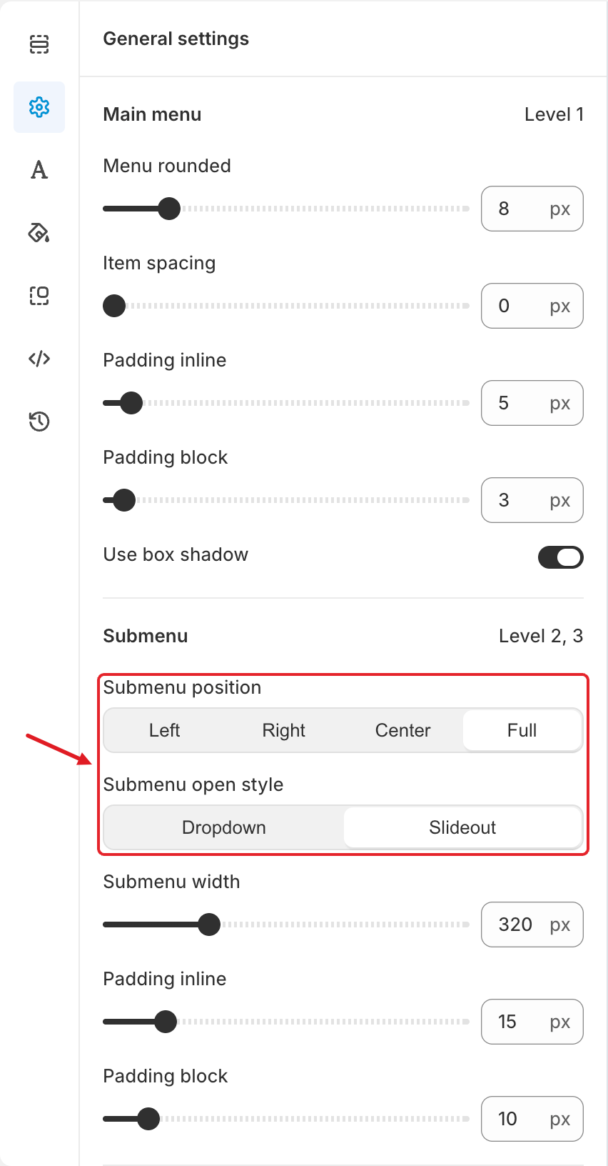 General settings