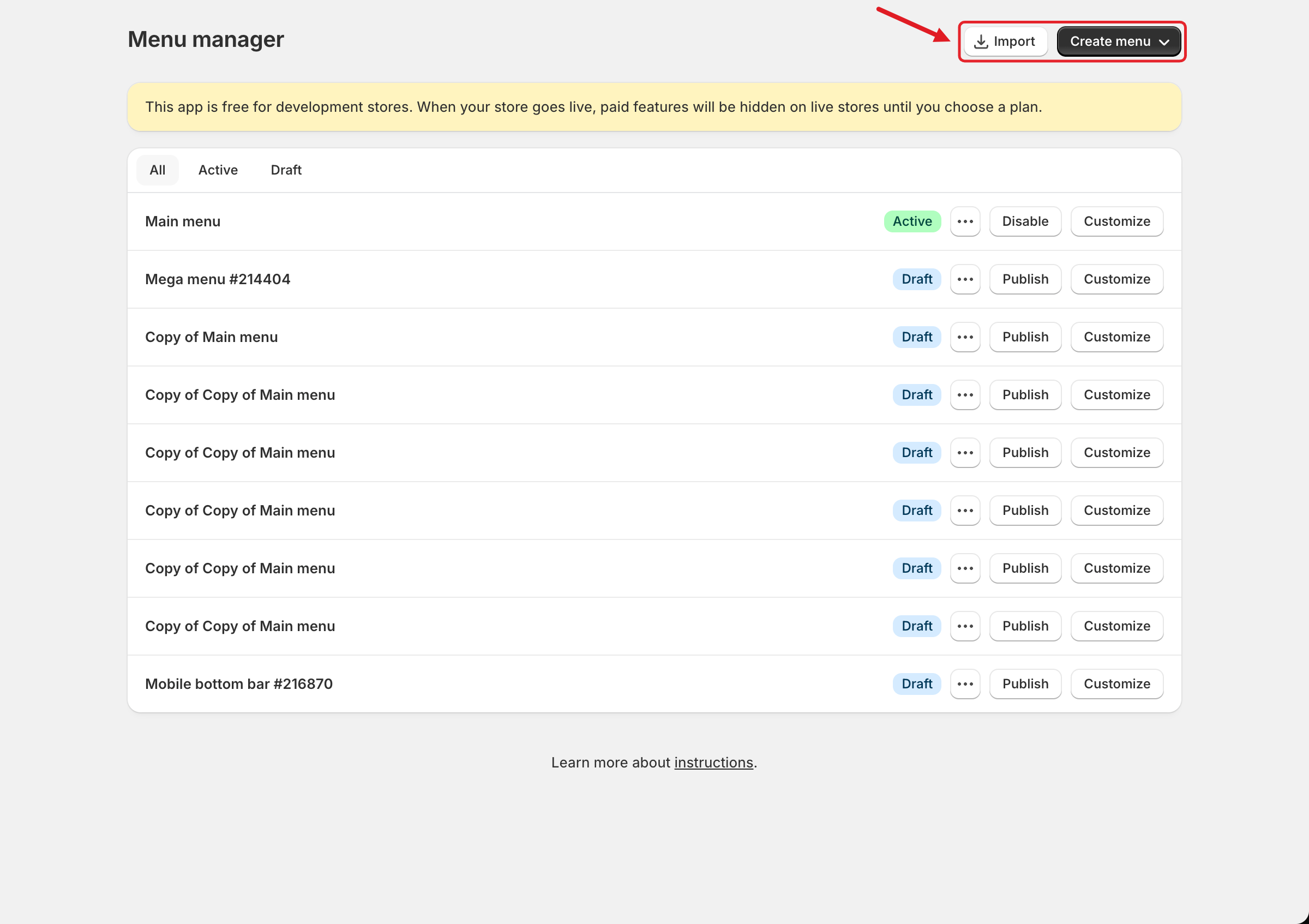 Menu manager