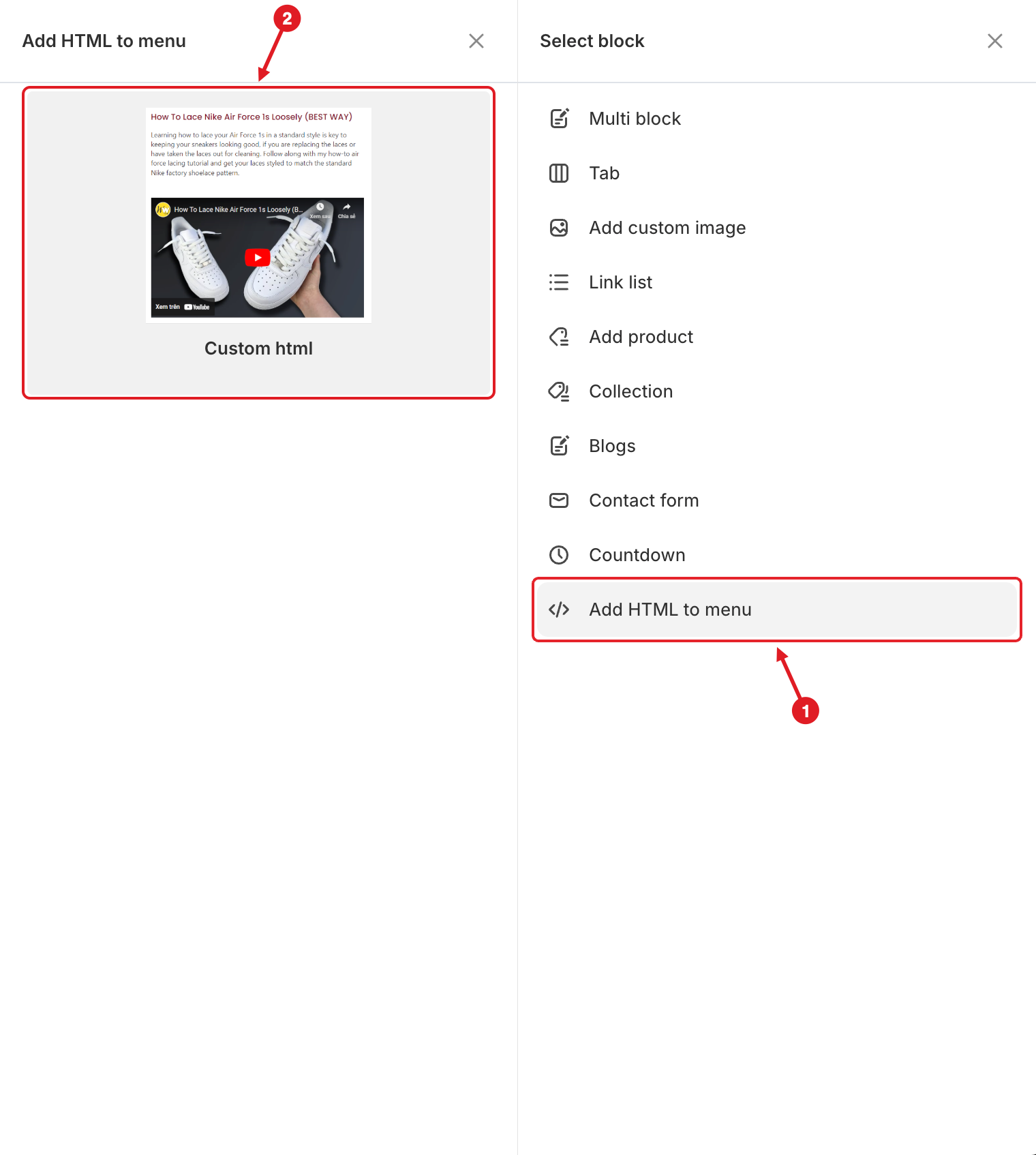 Custom HTML block